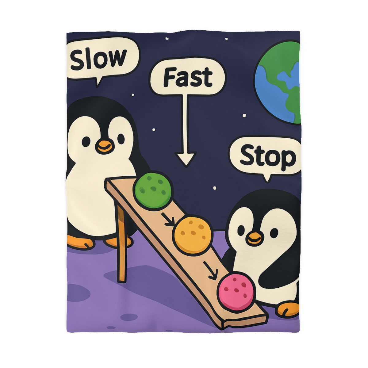 Moonlight Penguin Ice Cream Physics custom duvets