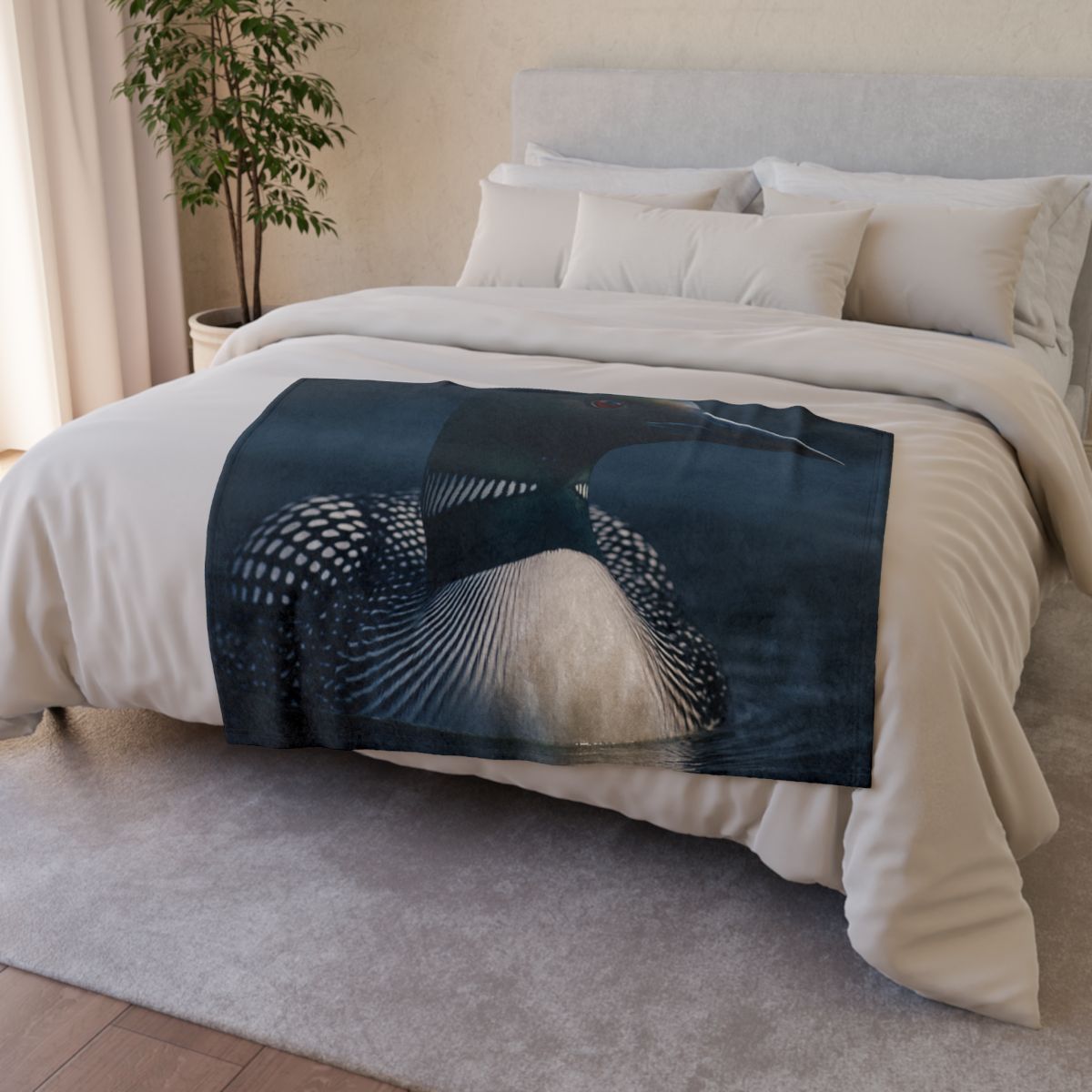 Moonlit Chorus Common Loon personalized cozy blankets