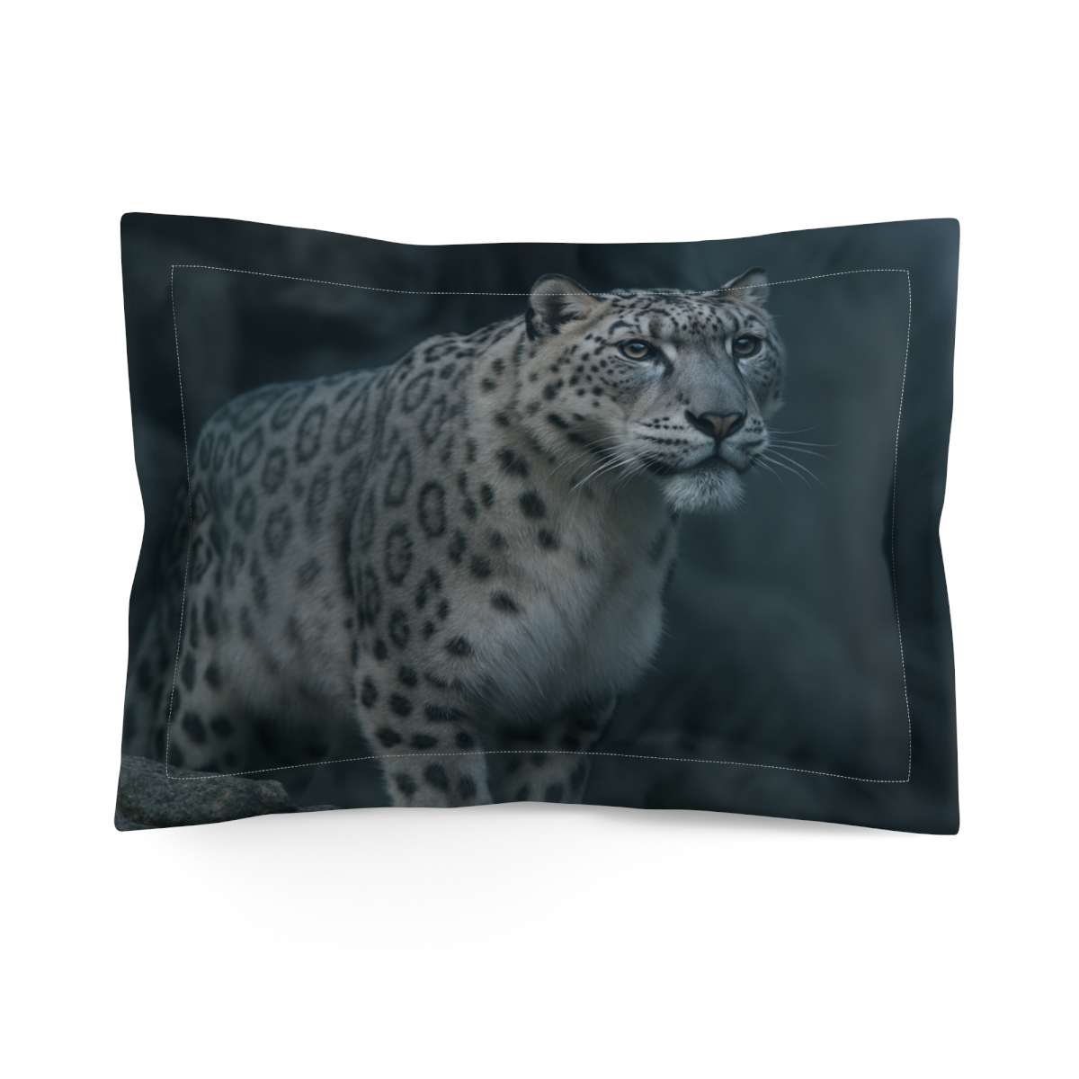 Moonlit Gaze Snow Leopard unique shape pillows