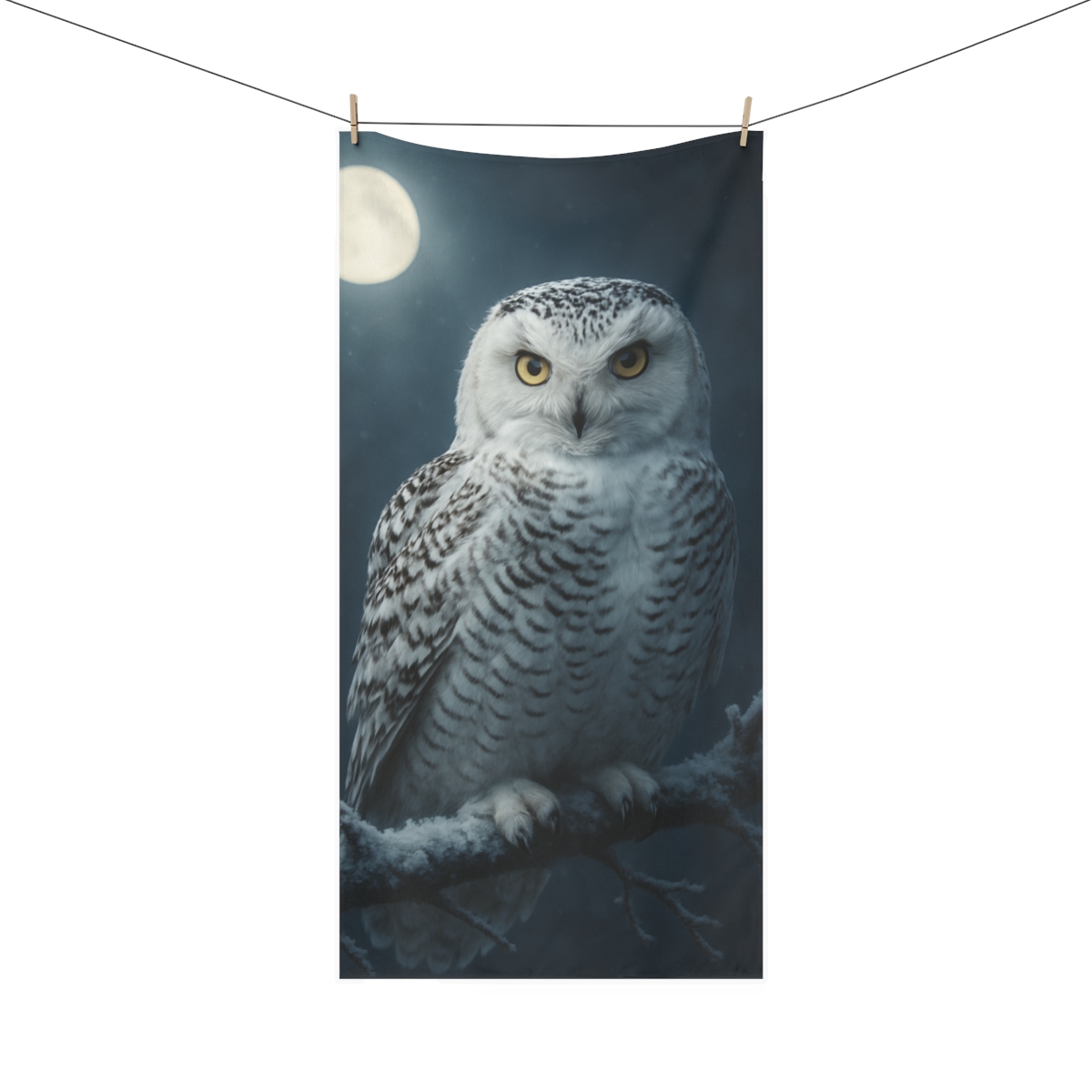 Moonlit Guardian Snowy Owl soft cotton towels