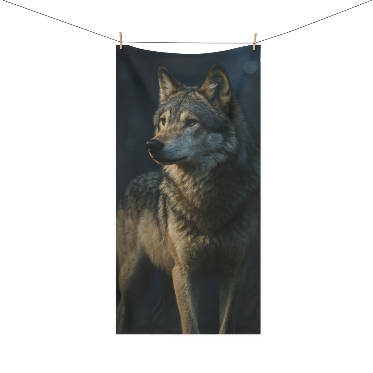 Moonlit Listener Gray Wolf trendy hand towels