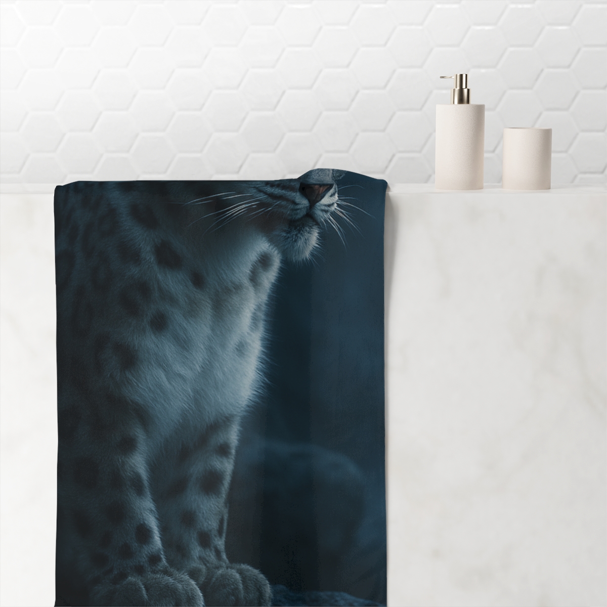 Moonlit Phantom Snow Leopard stylish beach towels