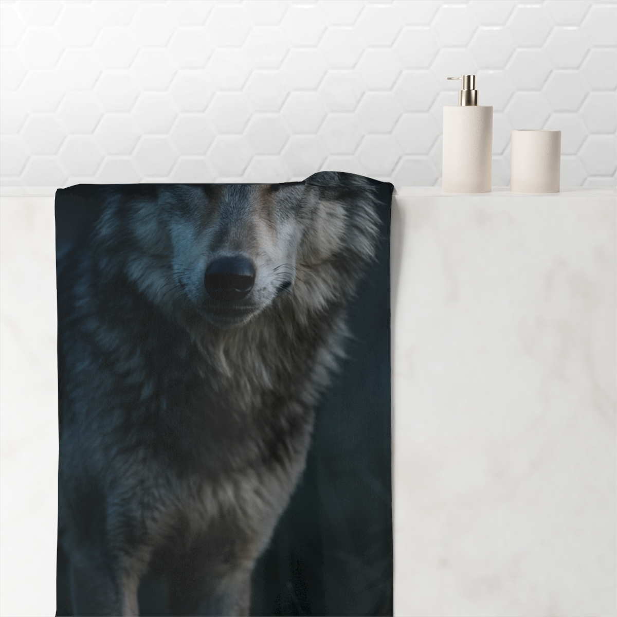 Moonlit Scout Gray Wolf decorative home towels