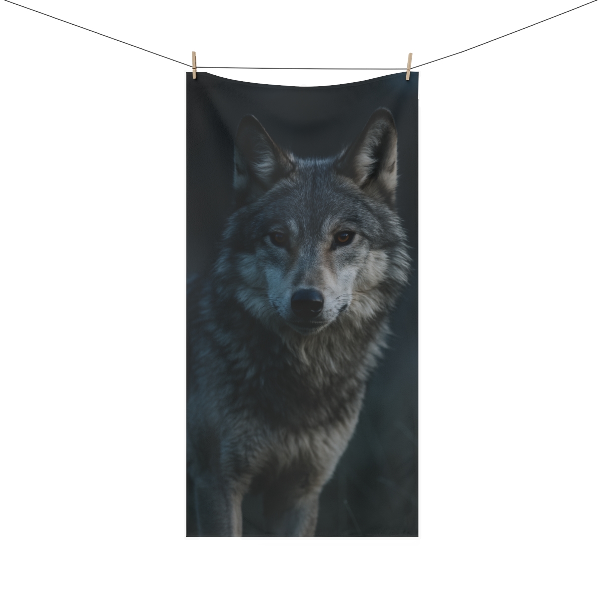 Moonlit Scout Gray Wolf decorative home towels