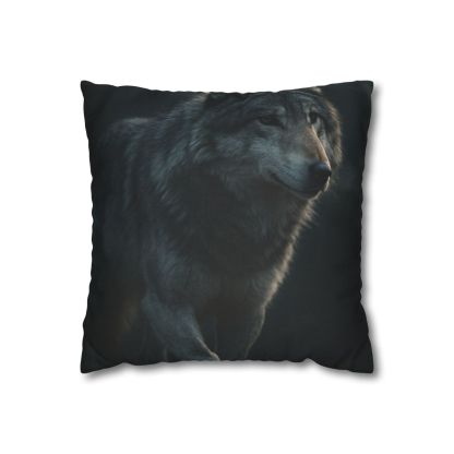 Moonlit Sentinel Gray Wolf personalized pillow covers
