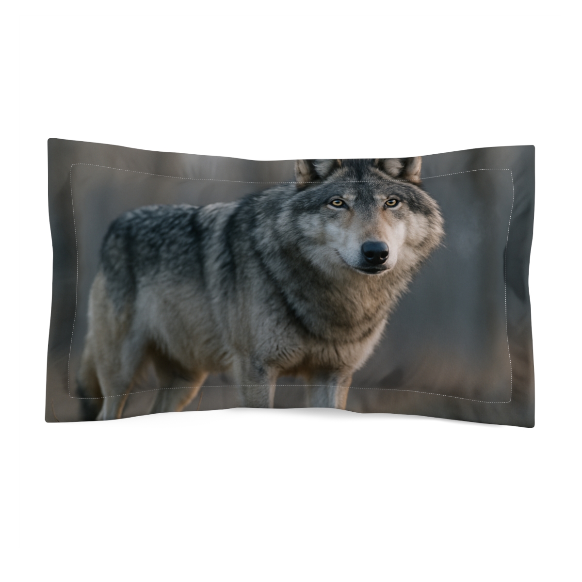 Moonlit Sentinel Gray Wolf stylish throw pillows