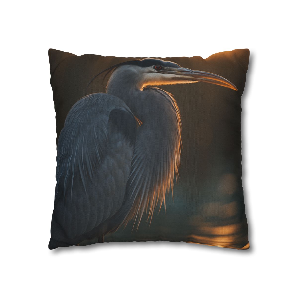 Moonlit Sentinel Great Blue Heron stylish decorative pillowcases