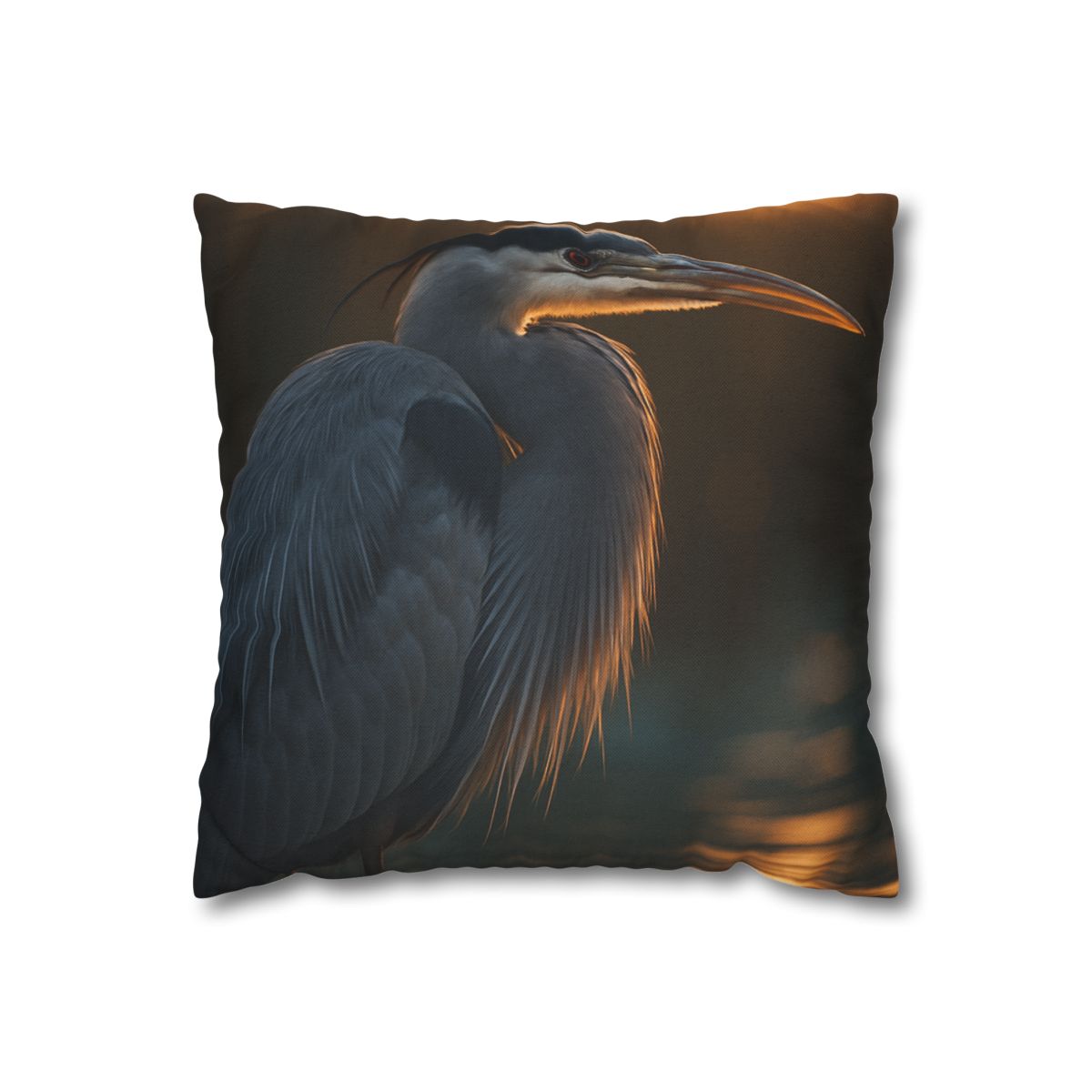 Moonlit Sentinel Great Blue Heron stylish decorative pillowcases