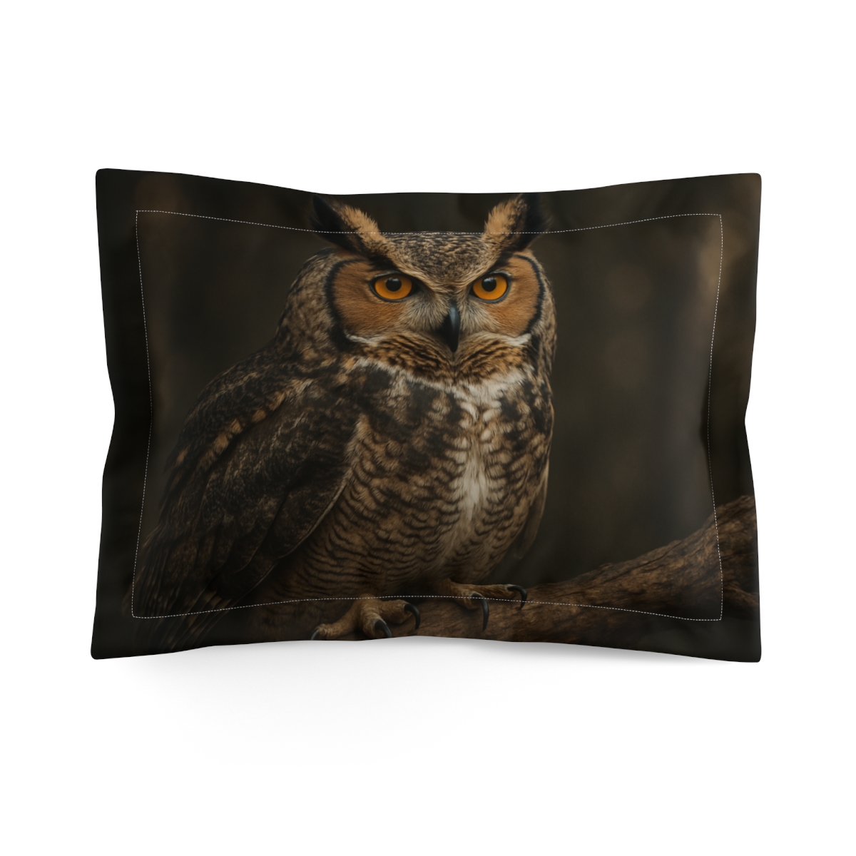 Moonlit Sentinel Great Horned Owl stylish throw pillows