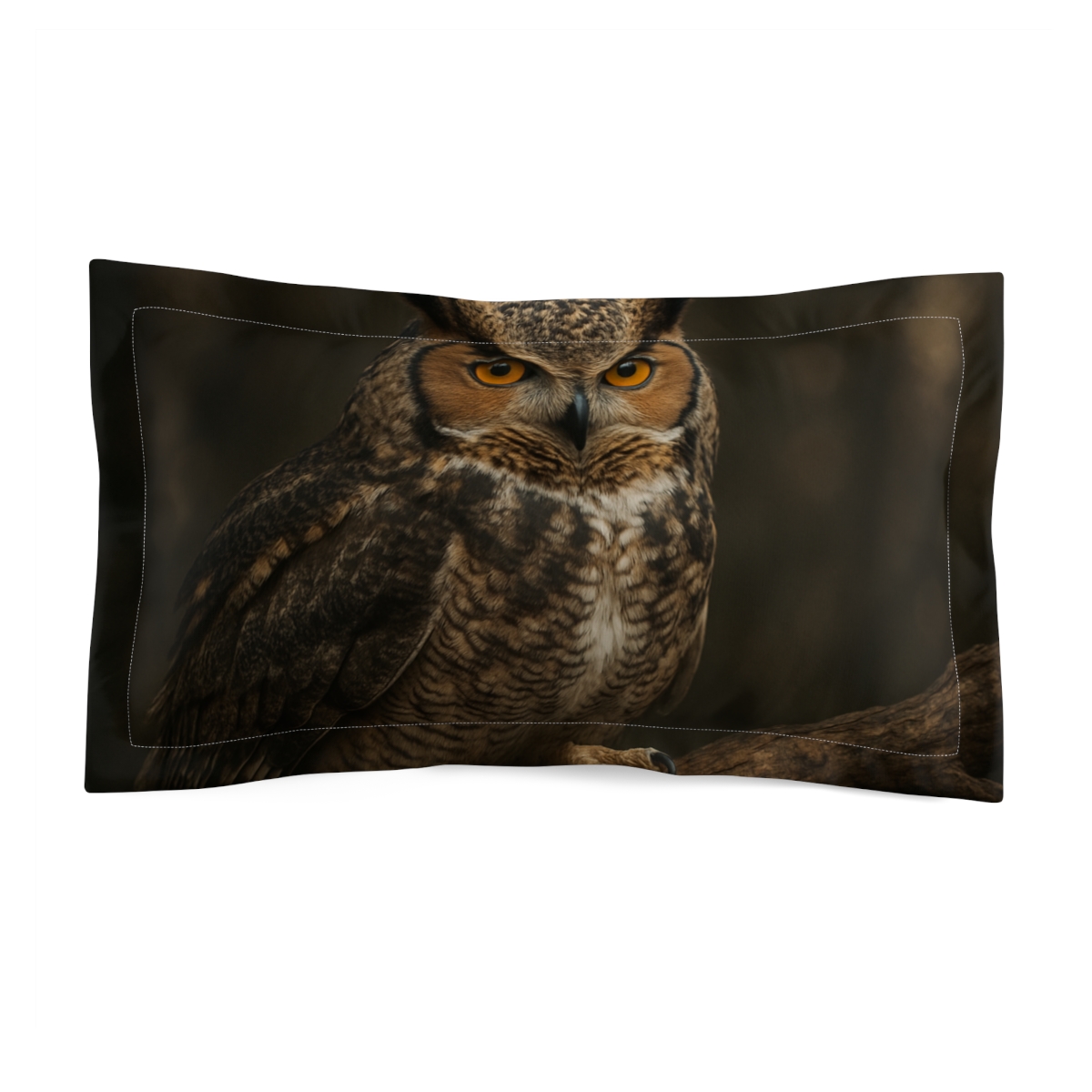 Moonlit Sentinel Great Horned Owl stylish throw pillows