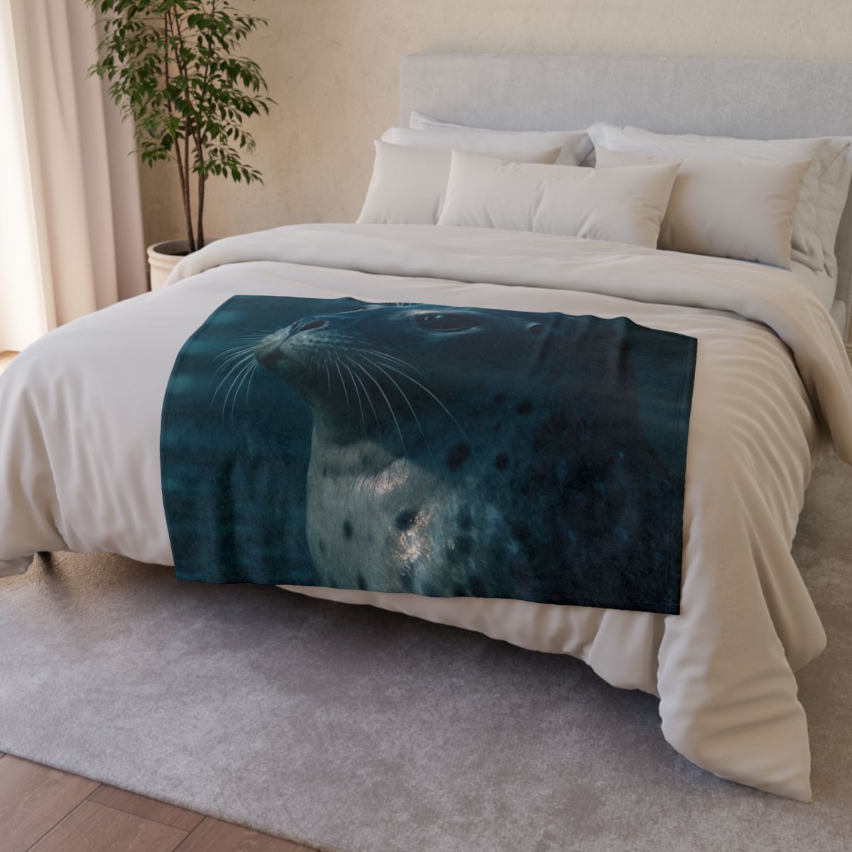 Moonlit Voyager Harbor Seal decorative home blankets