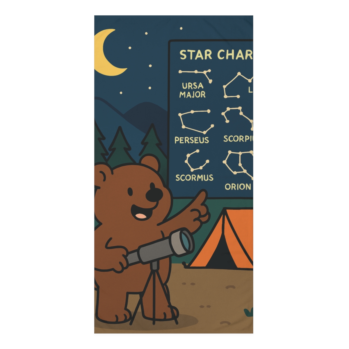 Mountain Astronomy Camp Bear decorative home towelscustom towels