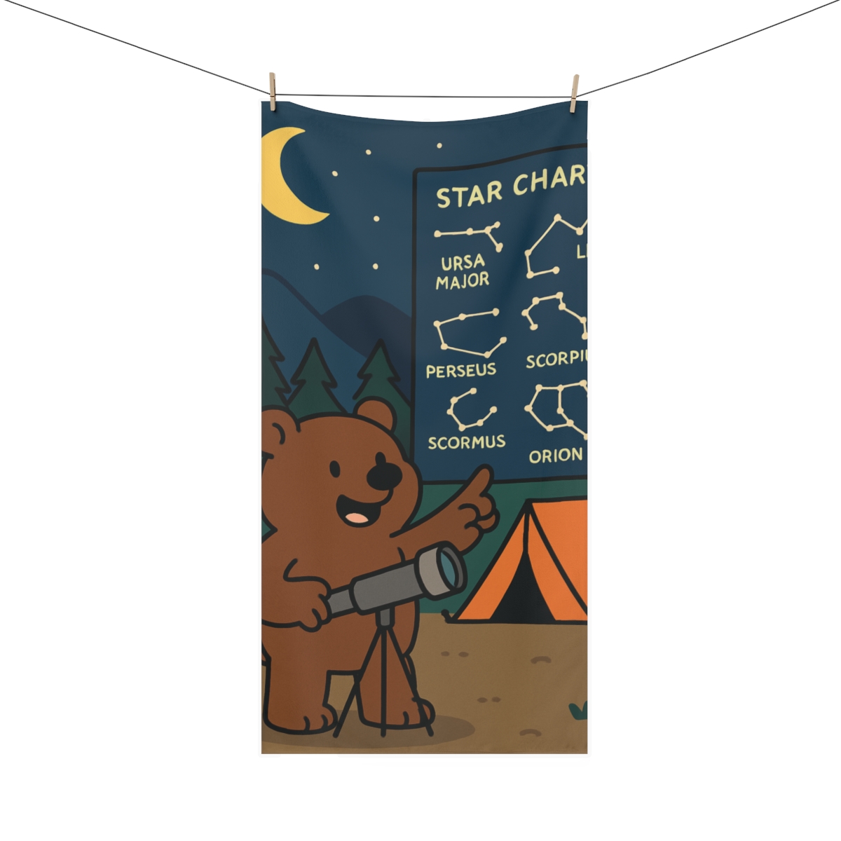 Mountain Astronomy Camp Bear decorative home towelscustom towels