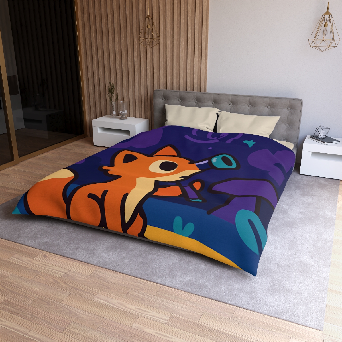 Nebula Forest Fox designer printed duvets