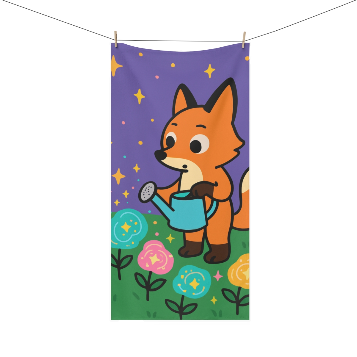 Nebula Garden Fox designer printed towels