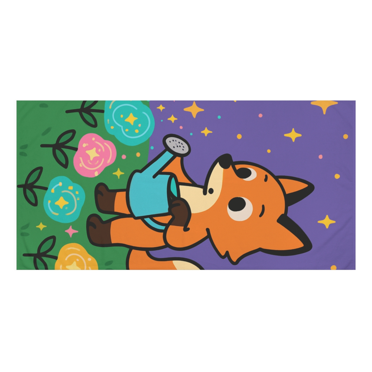 Nebula Garden Fox designer printed towels
