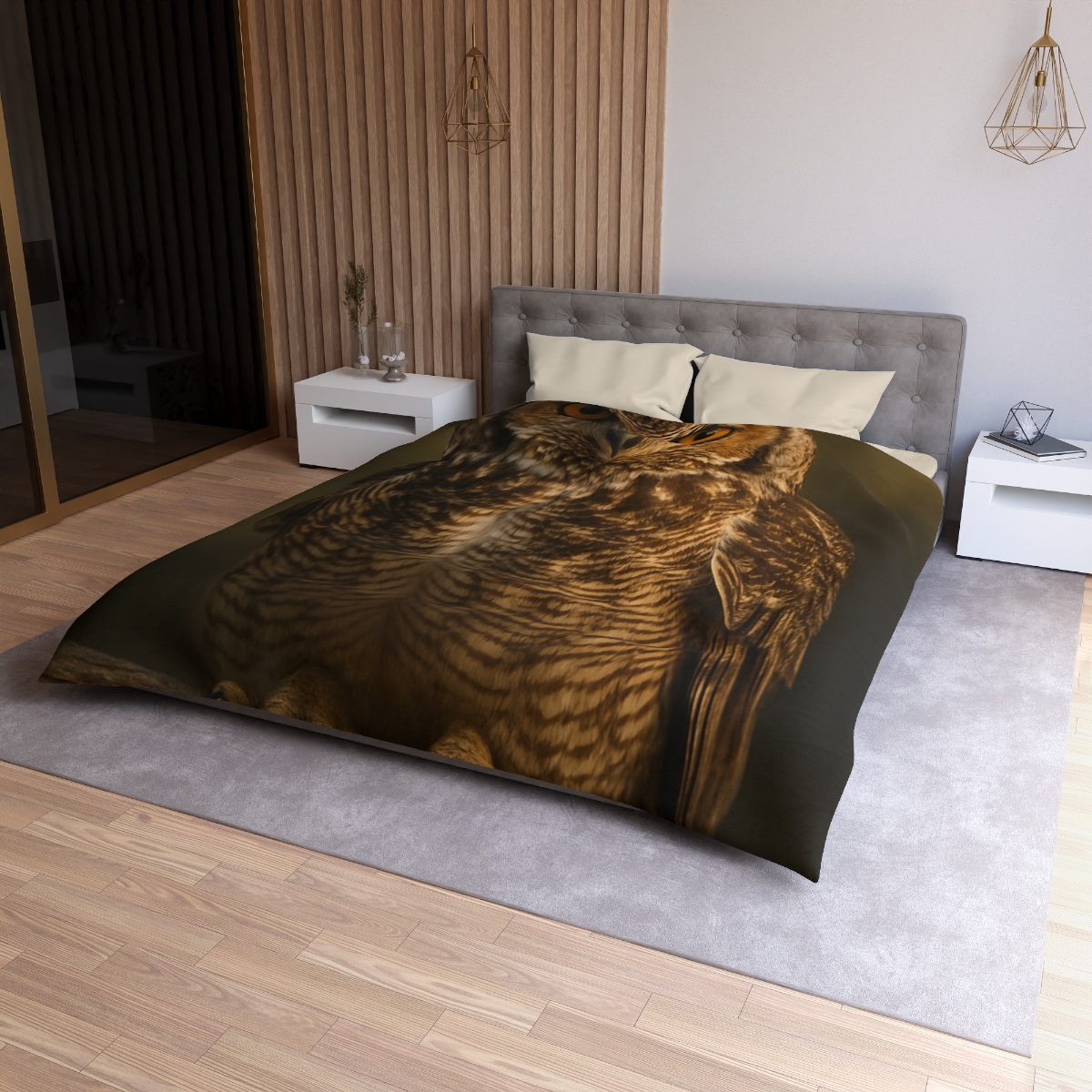 Nebula Gaze Great Horned Owl custom duvets