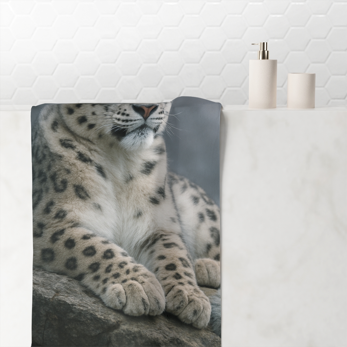 Nebula Gaze Snow Leopard stylish beach towels