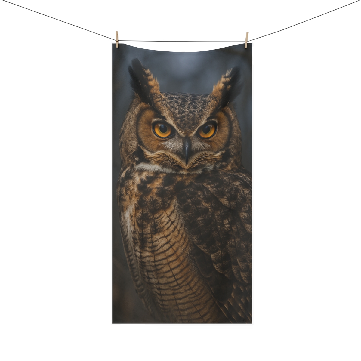 Nebula Hush Great Horned Owl personalized bath towels