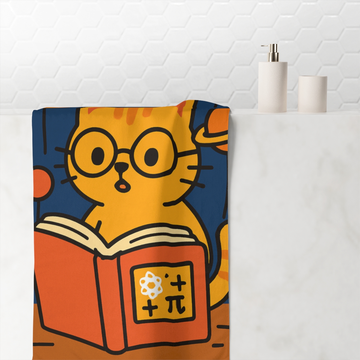 Nebula Library Cat And The Floating Planets comfortable face towels
