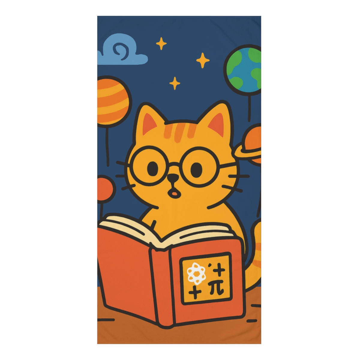 Nebula Library Cat And The Floating Planets comfortable face towels