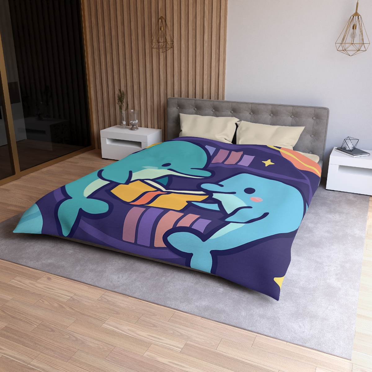 Nebula Library Dolphins personalized bedding duvets