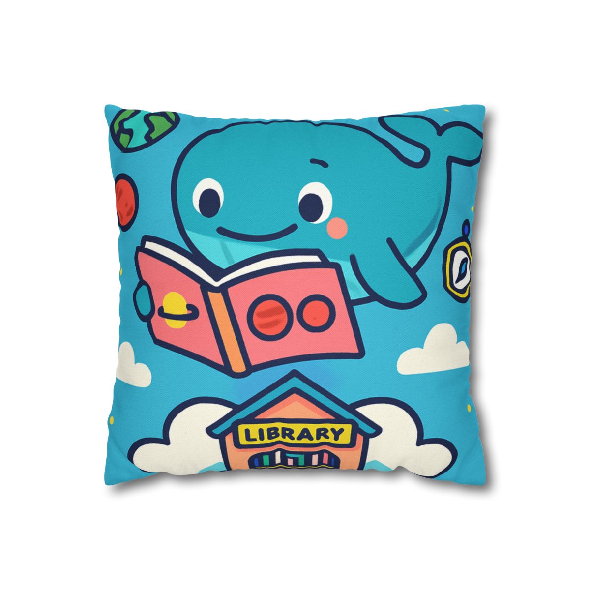 Nebula Library Sky Whale Reading Time soft cotton pillow cases