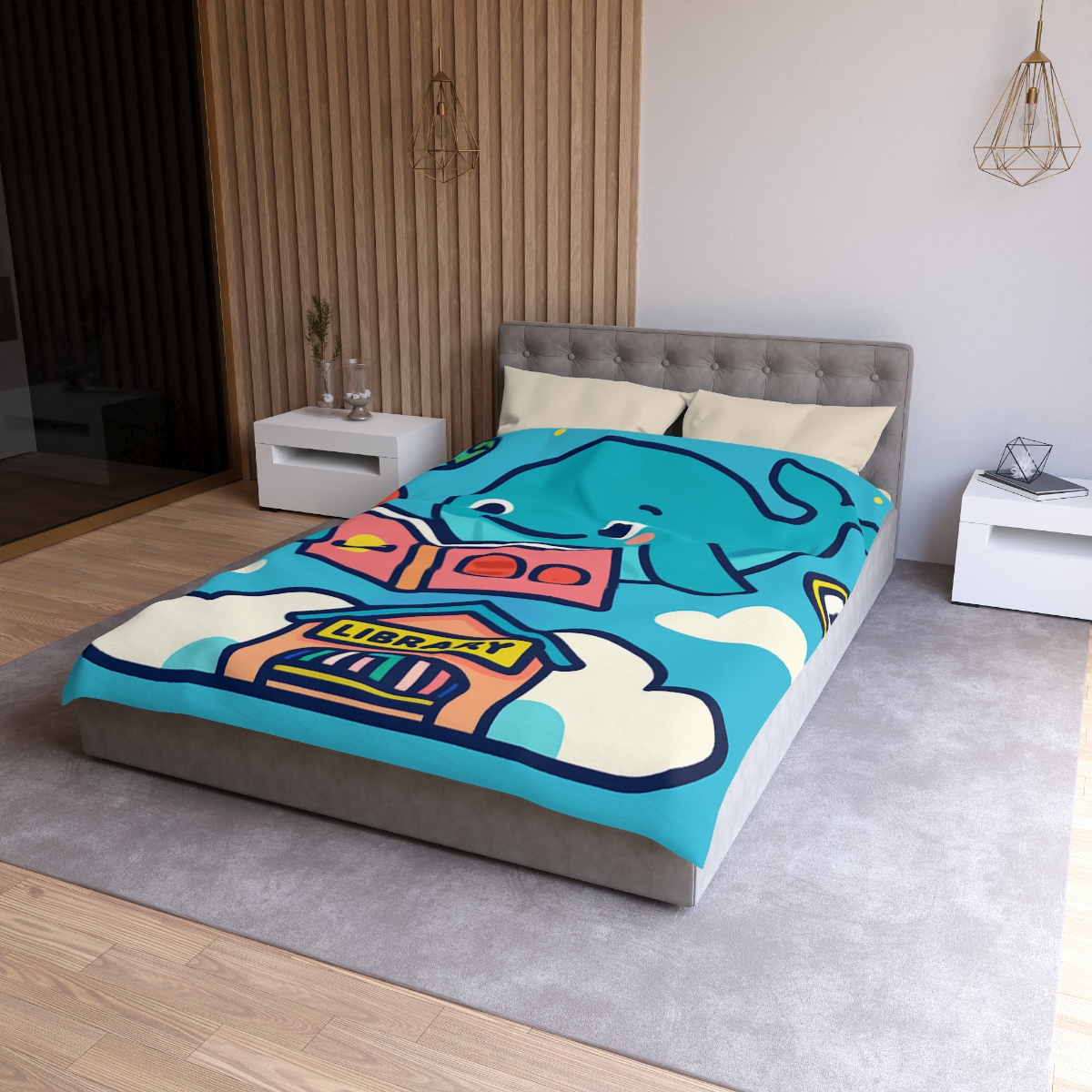 Nebula Library Sky Whale Reading Time unique patterned duvets