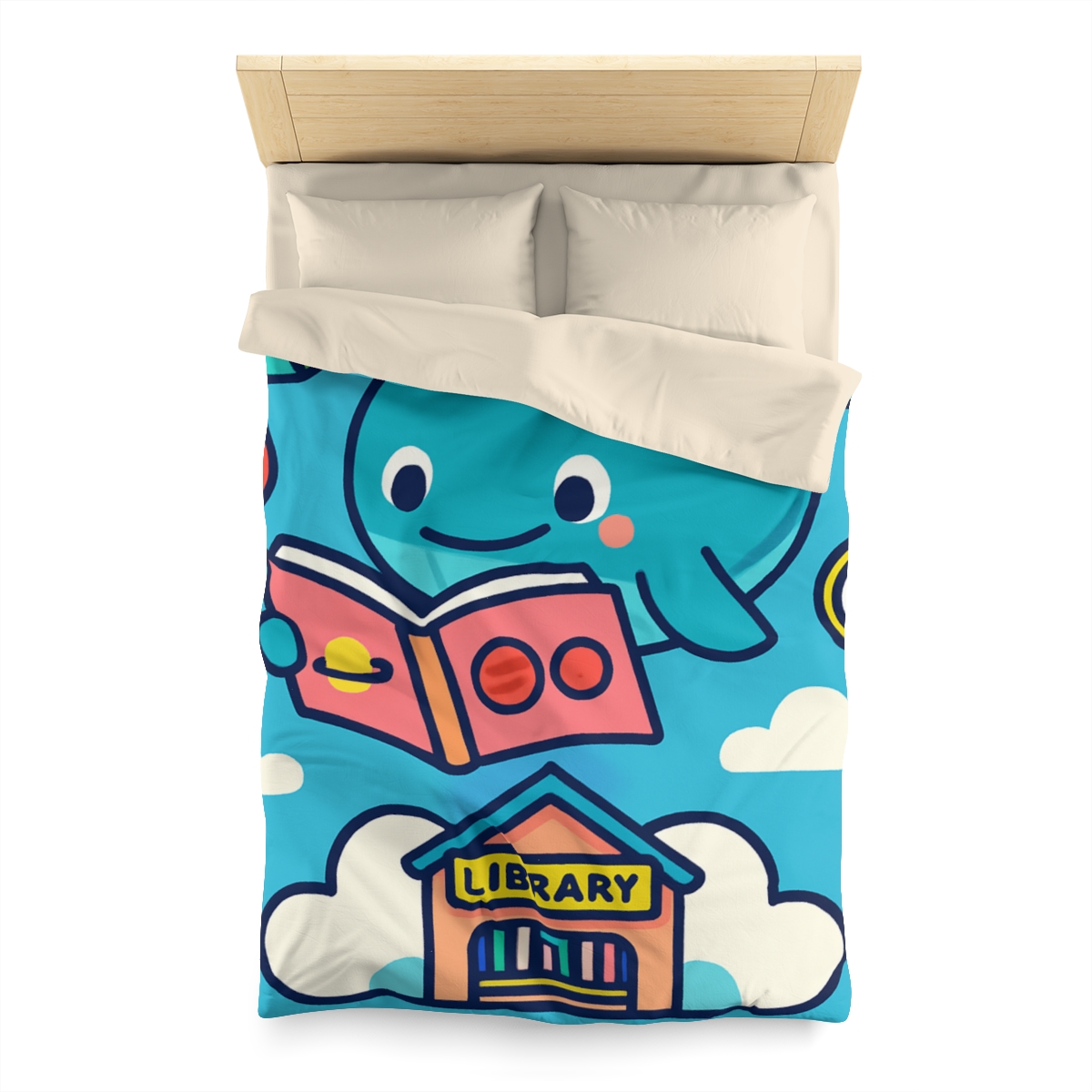 Nebula Library Sky Whale Reading Time unique patterned duvets