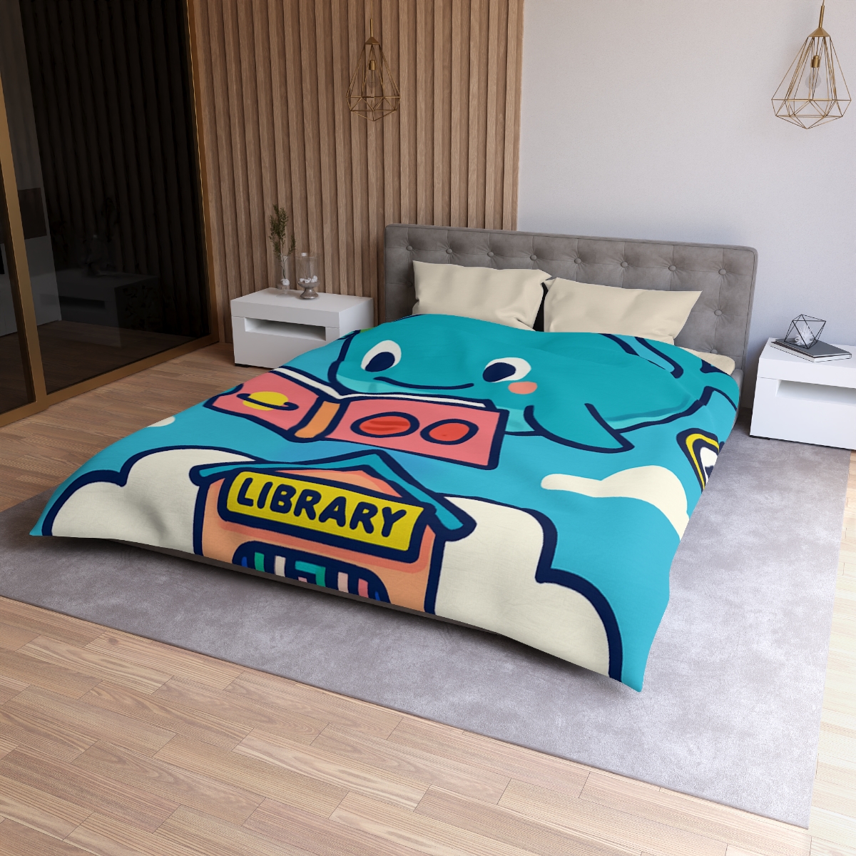 Nebula Library Sky Whale Reading Time unique patterned duvets