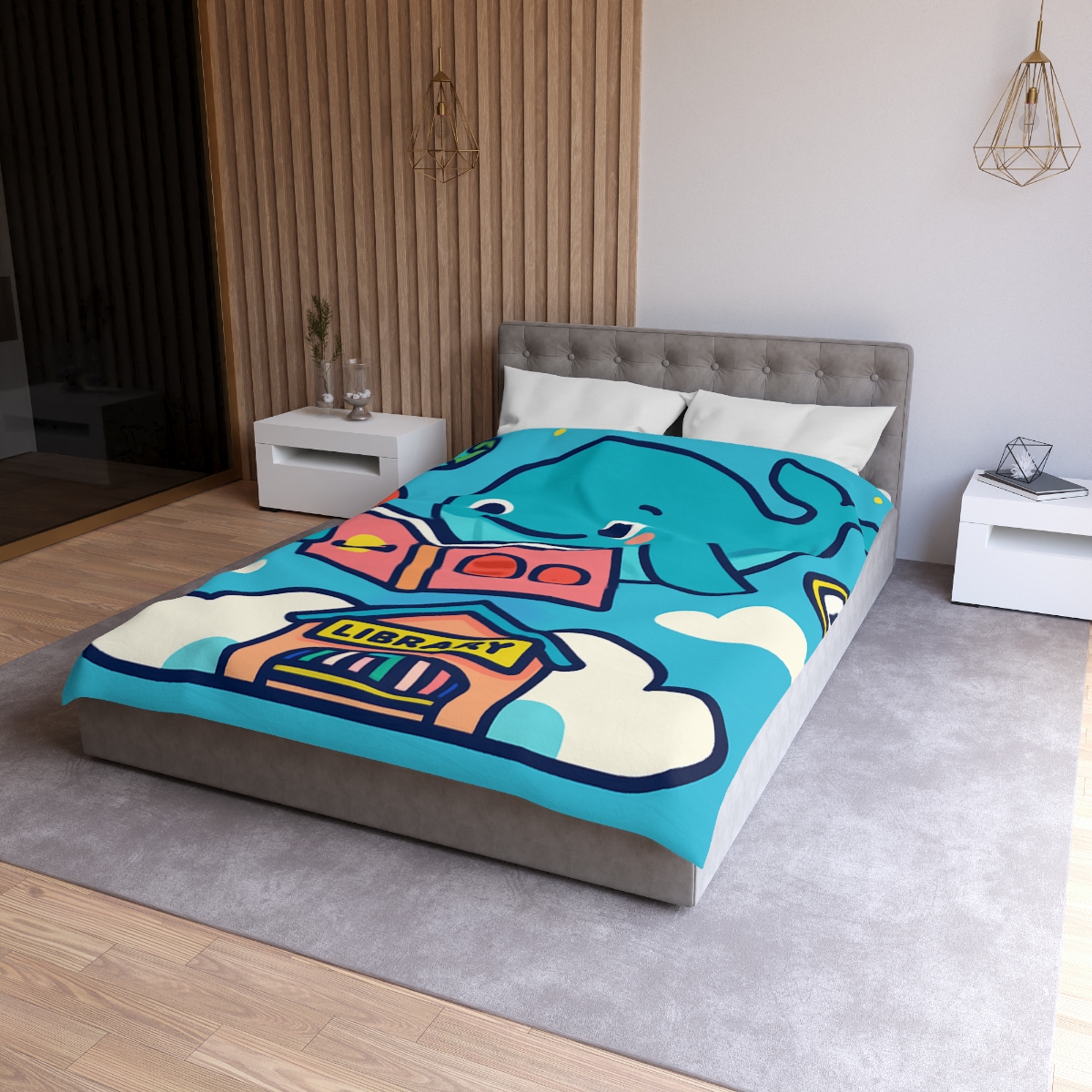 Nebula Library Sky Whale Reading Time unique patterned duvets