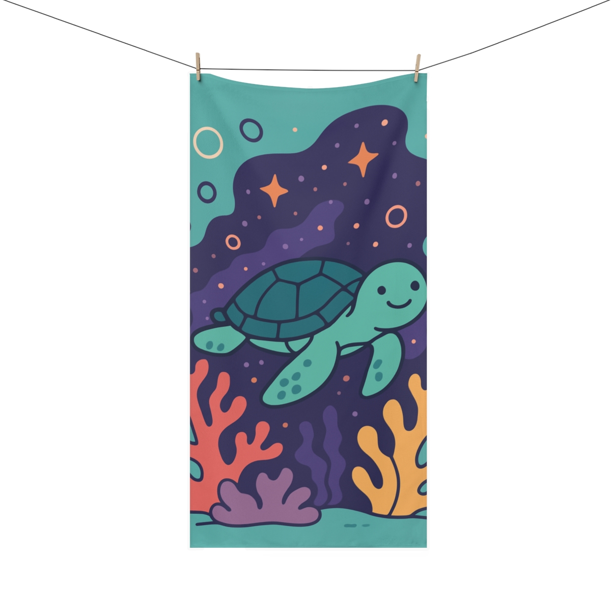 Nebula Reef Turtle designer printed towels