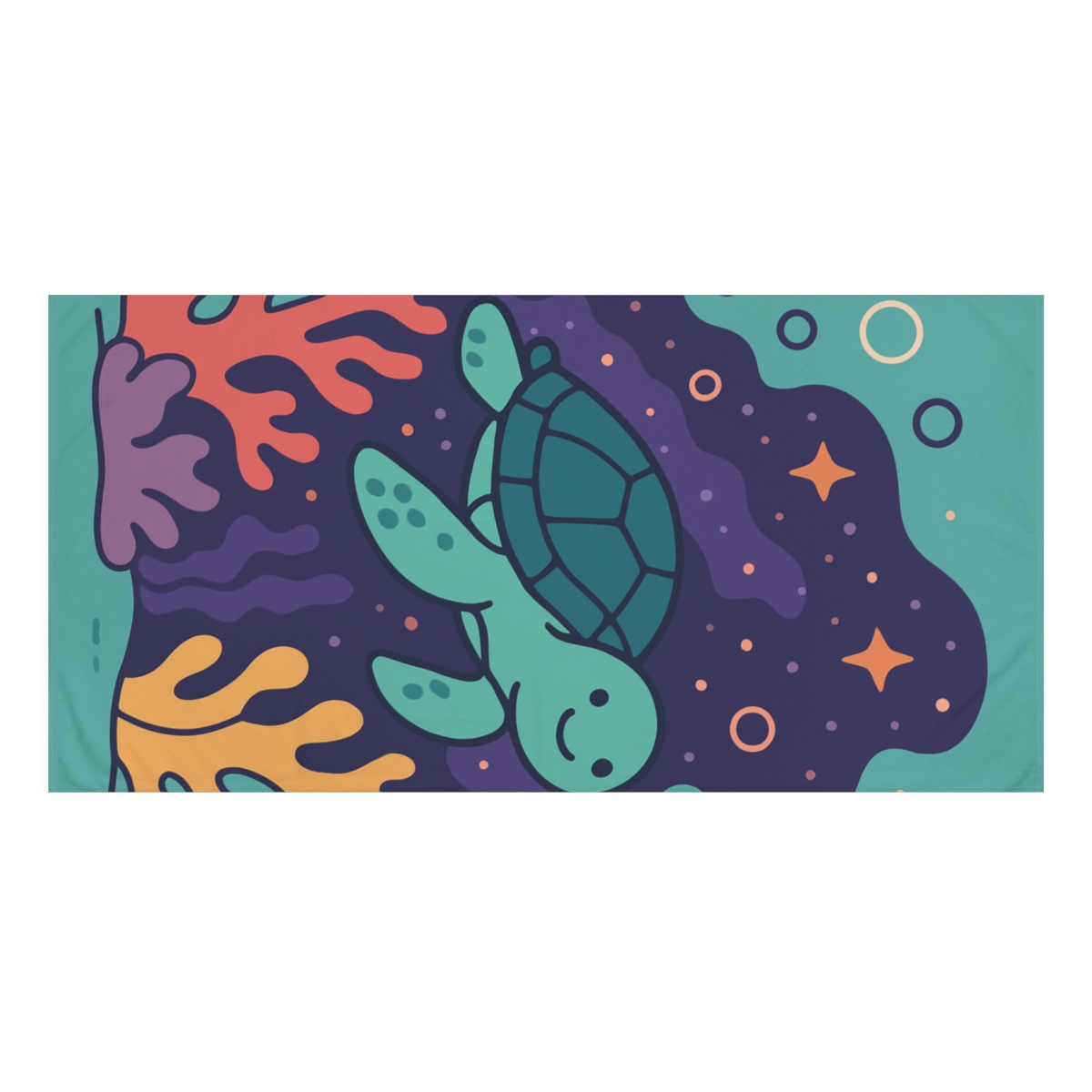 Nebula Reef Turtle designer printed towels