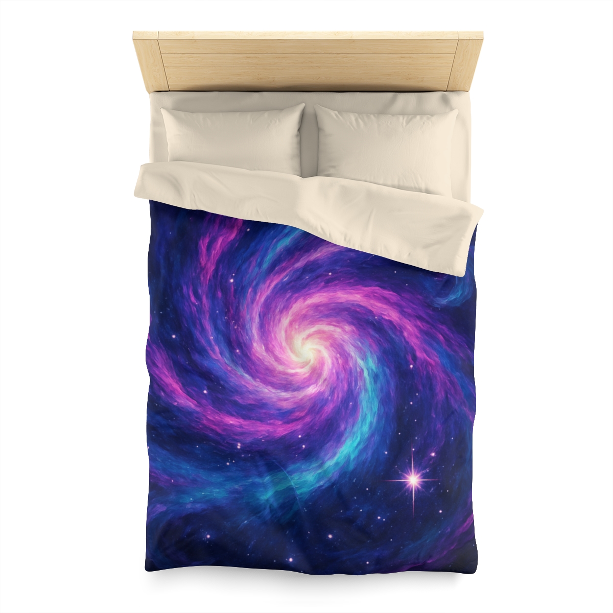 Nebula Spiral Haze designer printed duvets