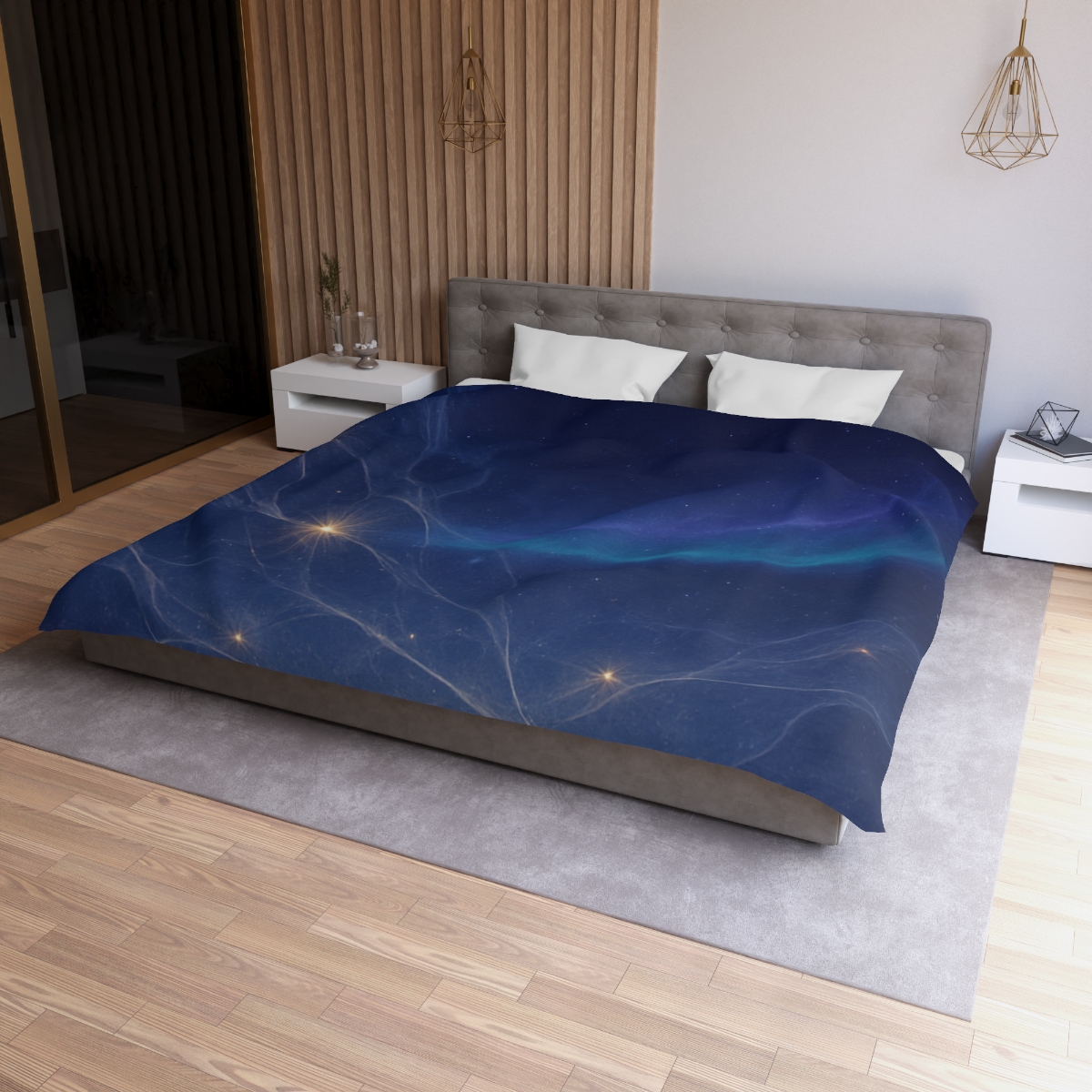 Nebular Lattice Aurora designer printed duvets