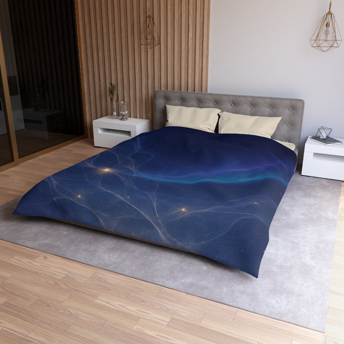 Nebular Lattice Aurora designer printed duvets