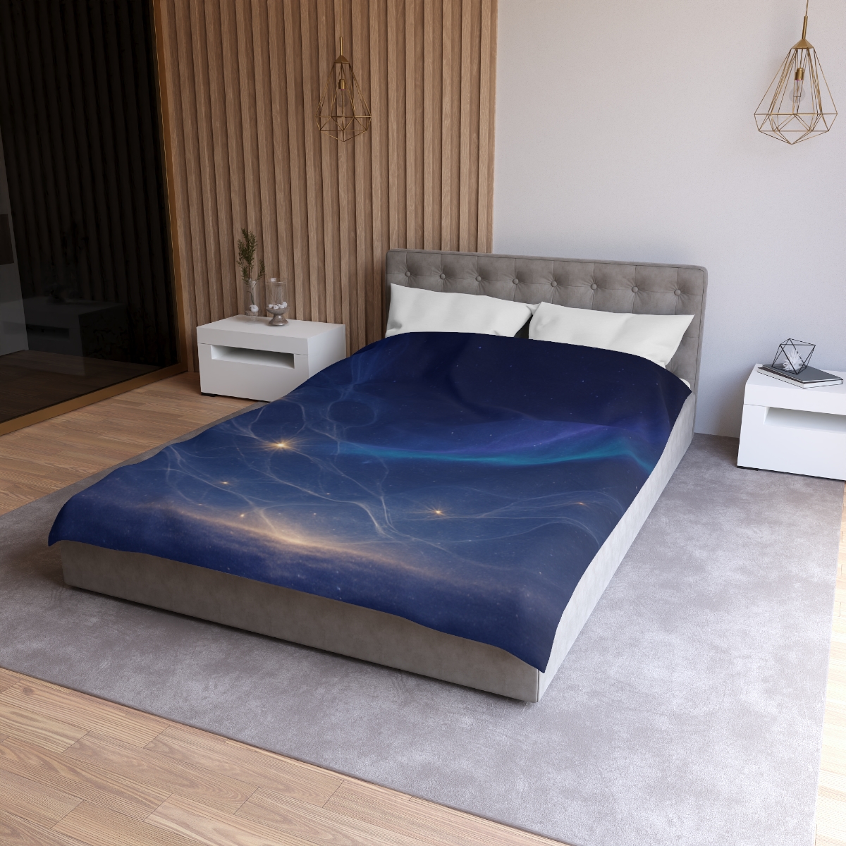 Nebular Lattice Aurora designer printed duvets