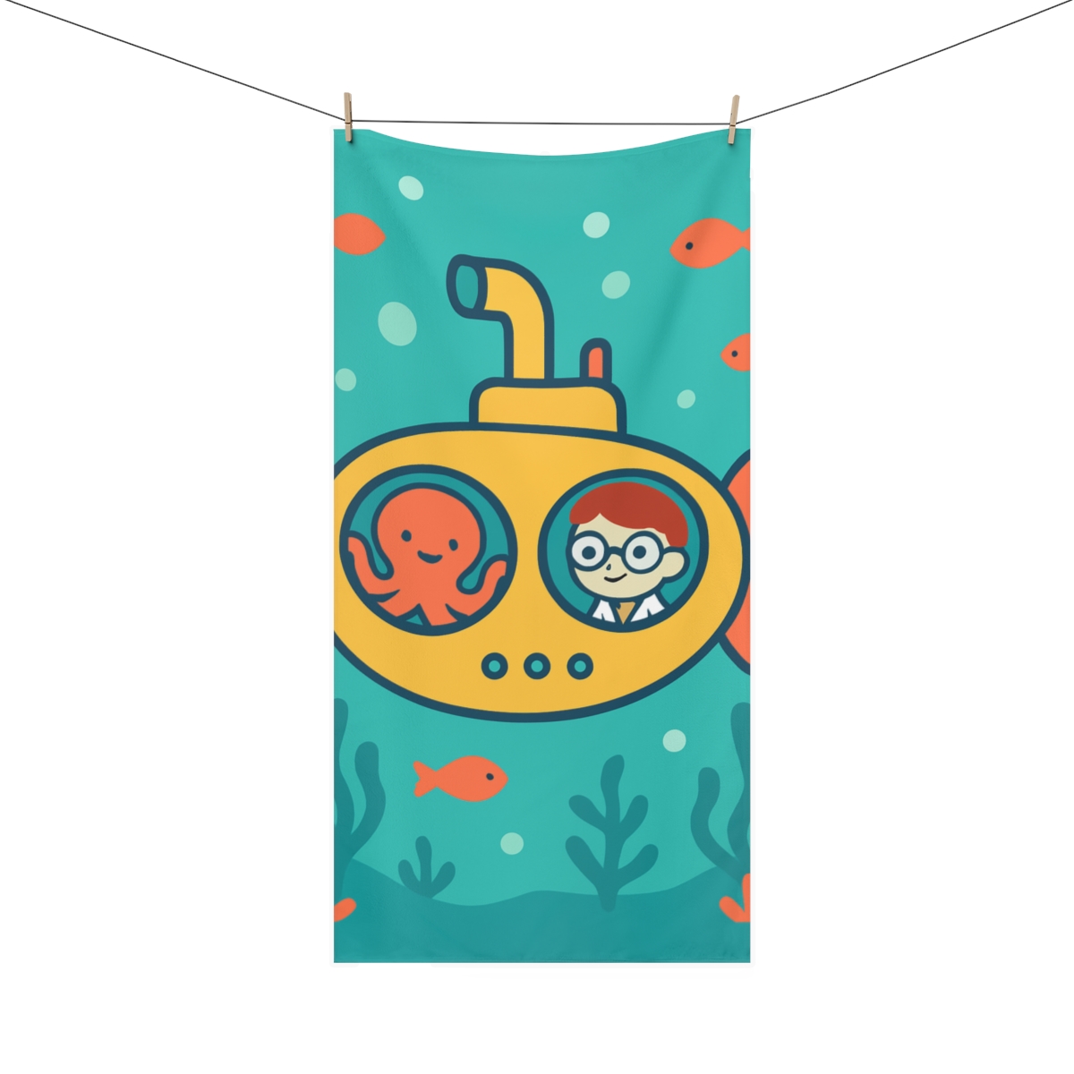 Ocean Explorer Submarine personalized bath towels