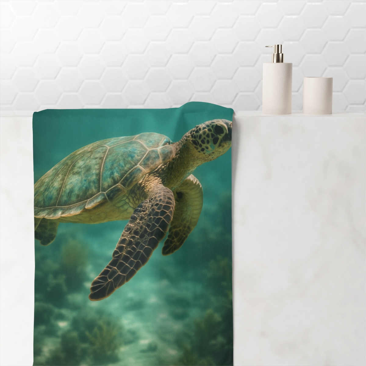 Ocean Guardian Sea Turtle designer printed towels
