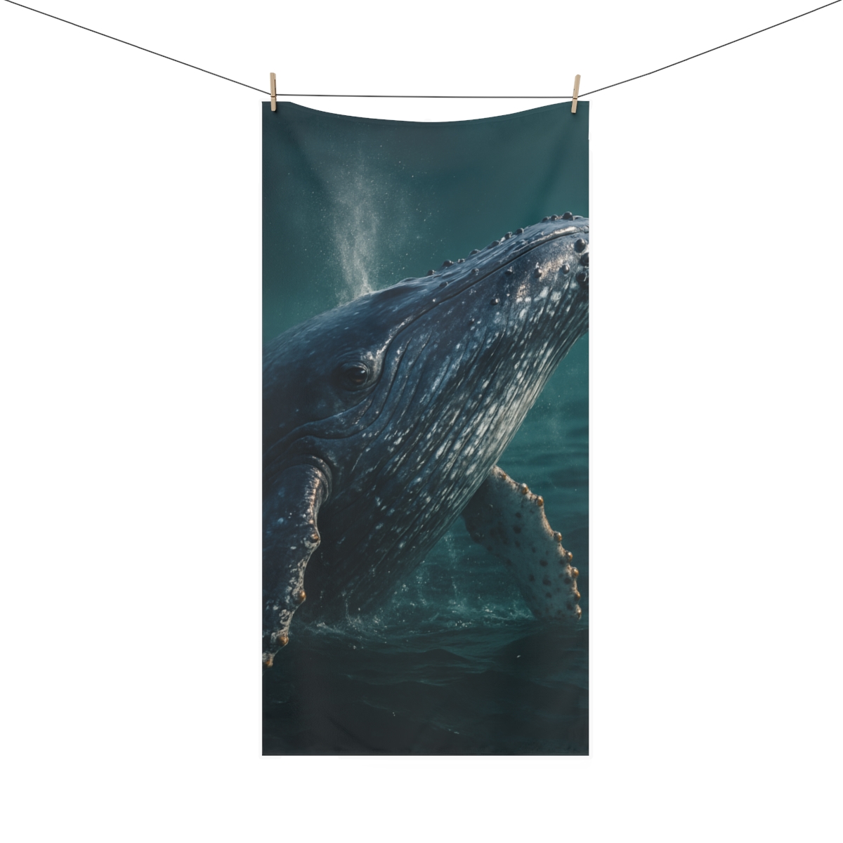 Ocean Lilt Humpback Whale designer printed towels