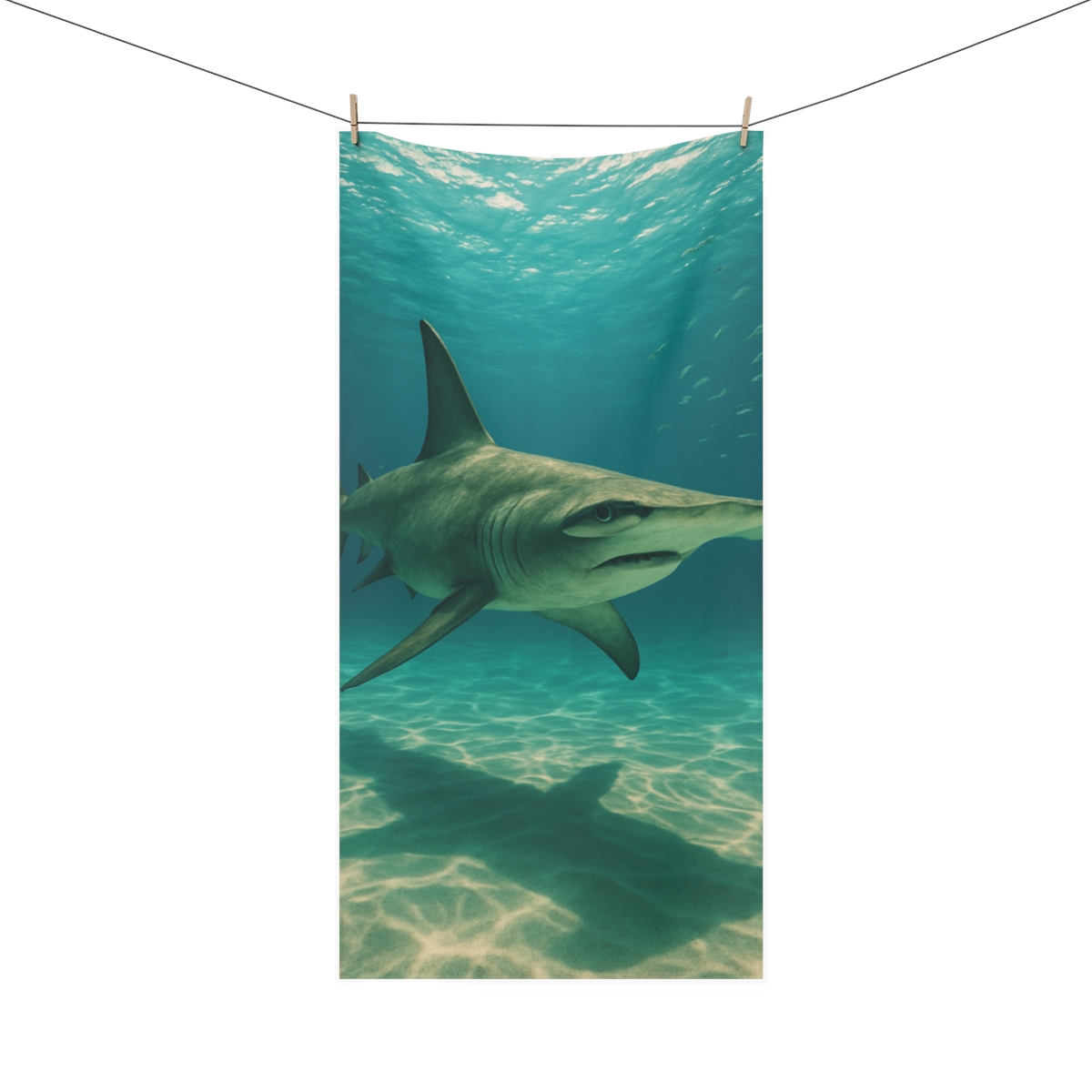 Ocean Shadow Hammerhead Shark trendy hand towels