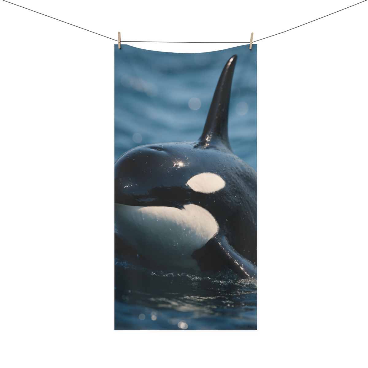Ocean Shadow Orca personalized bath towels