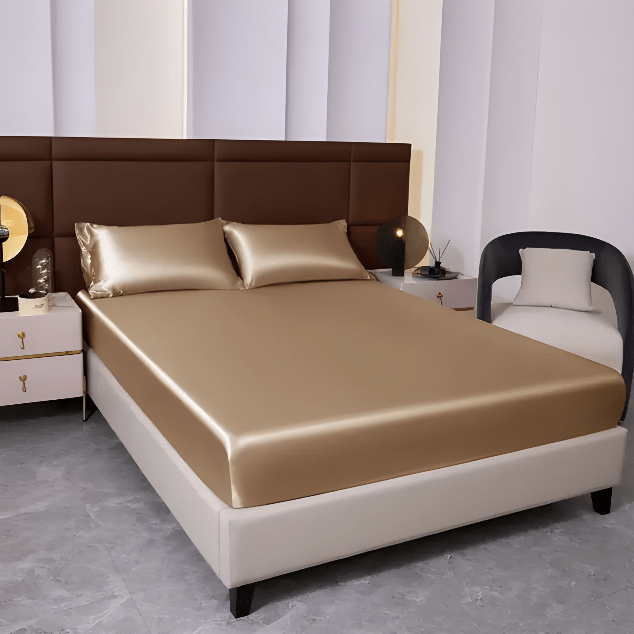 3 Piece Solid Color Smooth Fitted Bedding Sheet Set