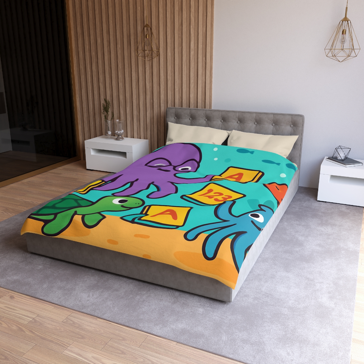 Octopus Librarian In Coral Reef School personalized bedding duvets