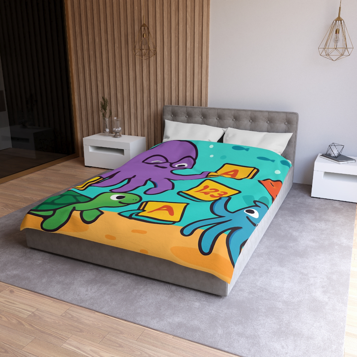 Octopus Librarian In Coral Reef School personalized bedding duvets