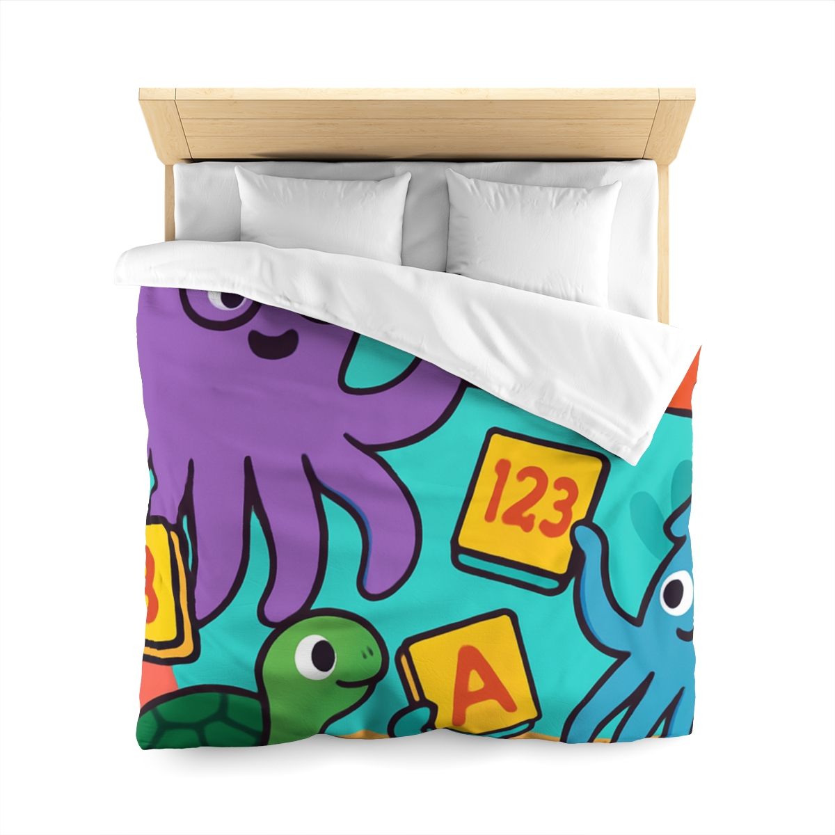Octopus Librarian In Coral Reef School personalized bedding duvets