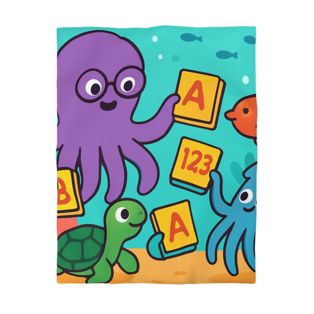 Octopus Librarian In Coral Reef School personalized bedding duvets