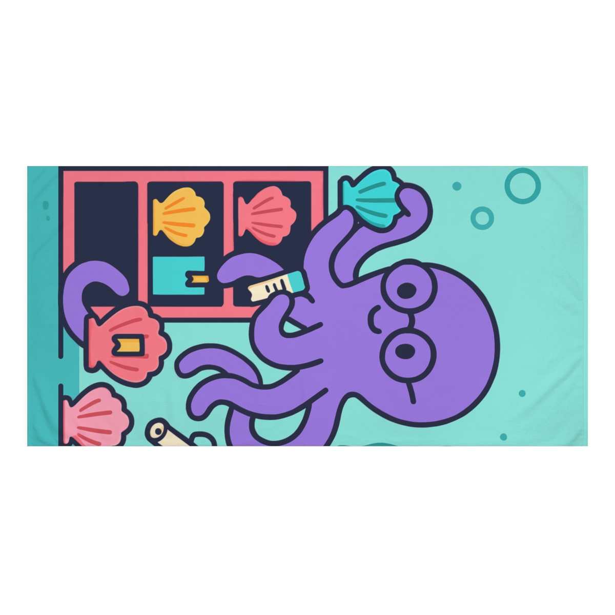 Octopus Librarian In The Coral Reading Nook decorative home towels