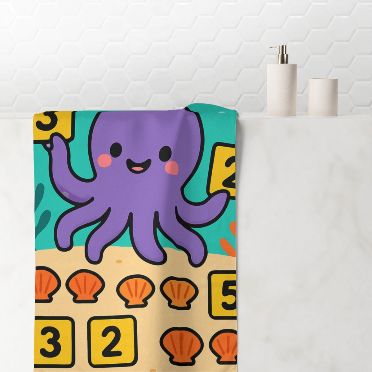 Octopus Math Reef Puzzle decorative home towelscustom towels