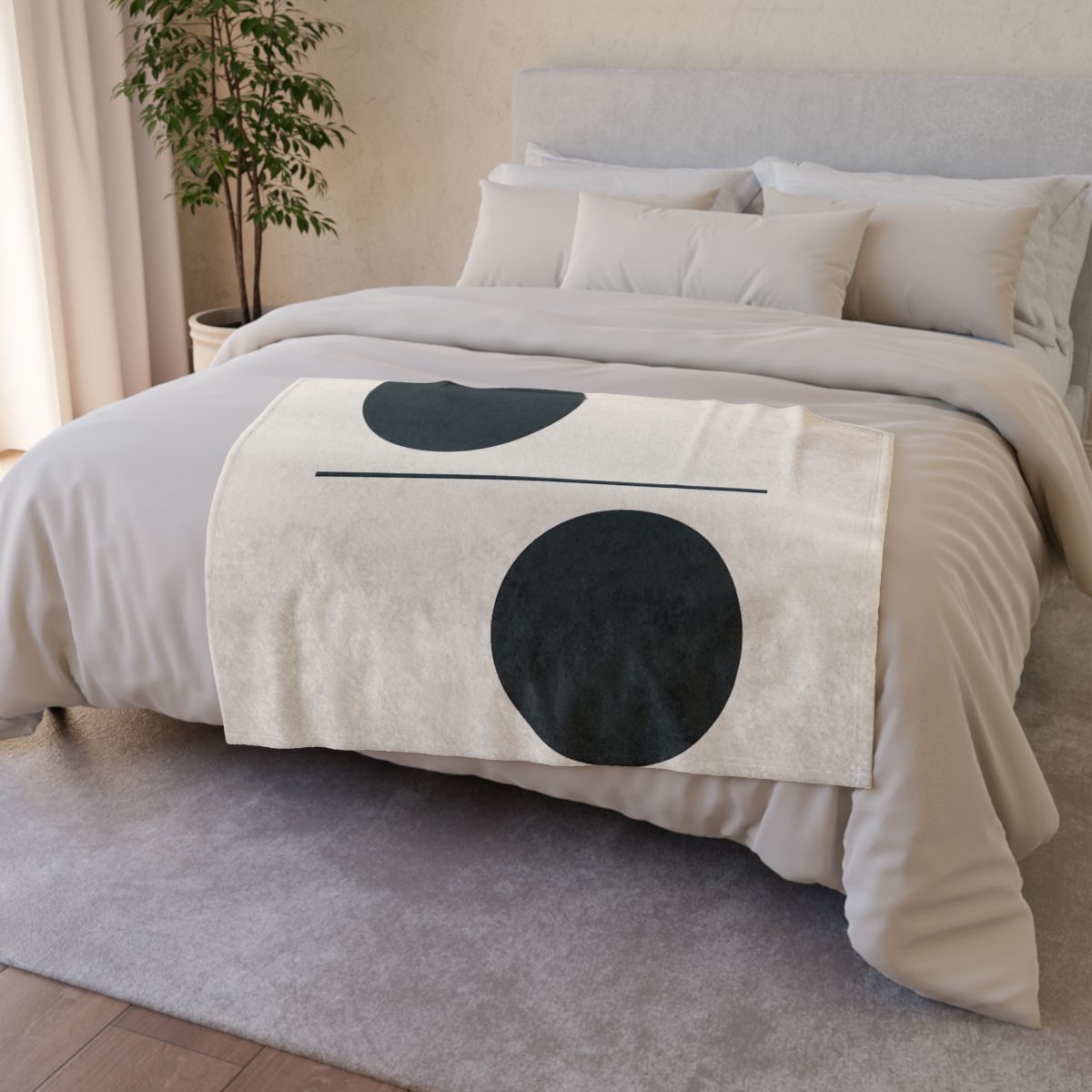 Offset Circle Bar Pairing soft fleece blankets